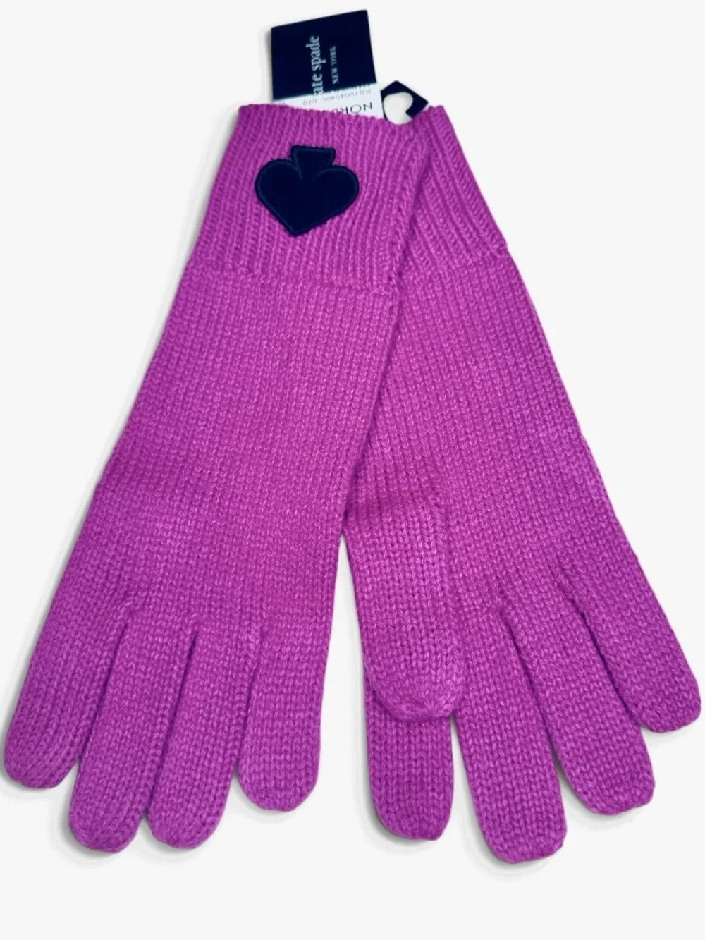 Kate Spade Flocked Spade Knit Gloves Marker Pink (Pink/Purple) One Size NWT